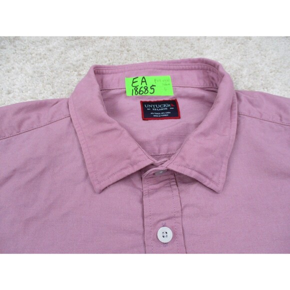 UNTUCKit Shirt Mens 2XL XXL Pink Linen Blend Long Sleeve Casual Button Up * - Picture 5 of 12